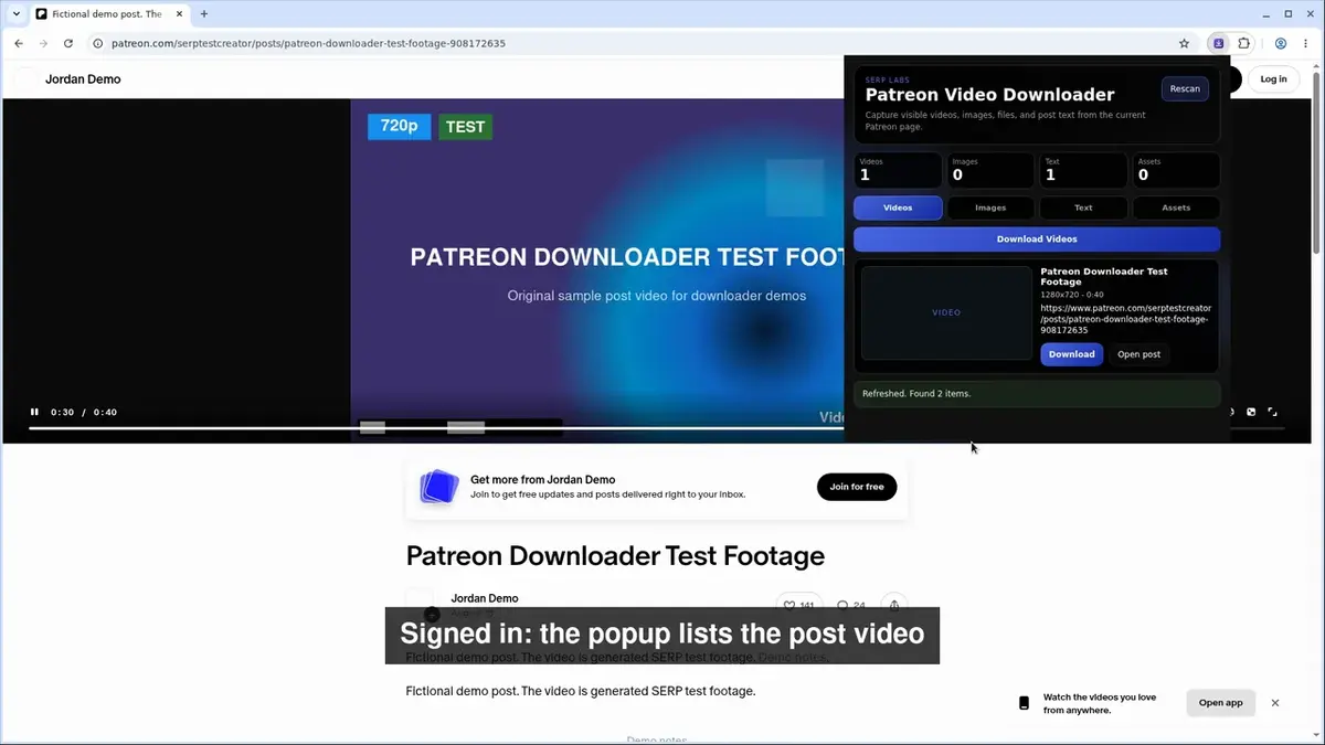 How to sign in to Patreon Video Downloader with an email code