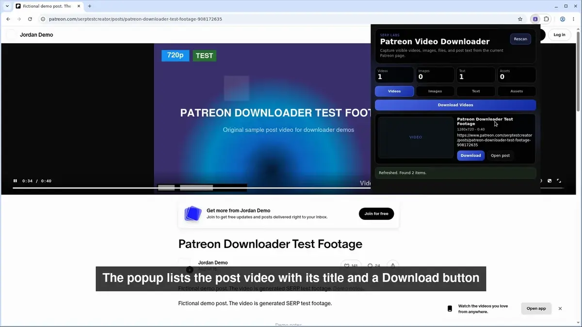 How to download a Patreon post with Patreon Video Downloader