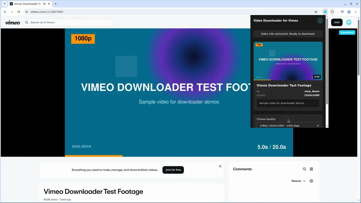 Downloader for Vimeo: save a Vimeo video as an MP4 in 49 seconds