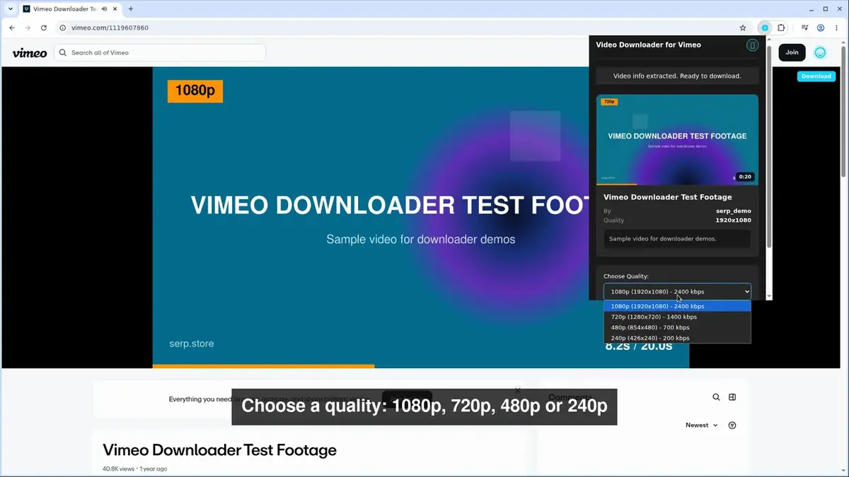 How to download a Vimeo video with Downloader for Vimeo