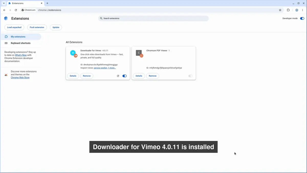 How to install Downloader for Vimeo in Chrome